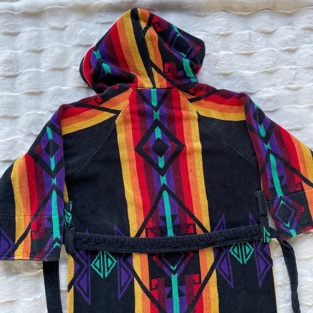 🔥Vintage STAFFORD 100% Cotton Aztec Tribal Southeastern Bathrobe Mens One Size - Picture 9 of 16